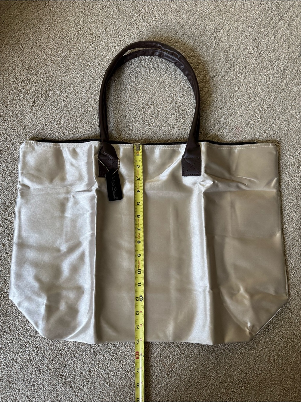 Pierre Cardin Metallic Tote with Dark Brown Handles Large NWT